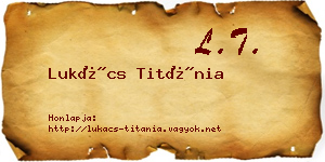 Lukács Titánia névjegykártya